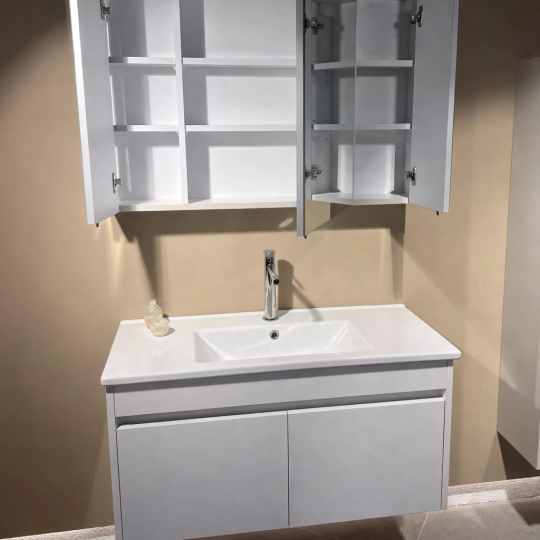 Orka Arno 100 cm Parlak Beyaz Banyo Dolabı Takımı (Kapaklı) , 5008765 - 7