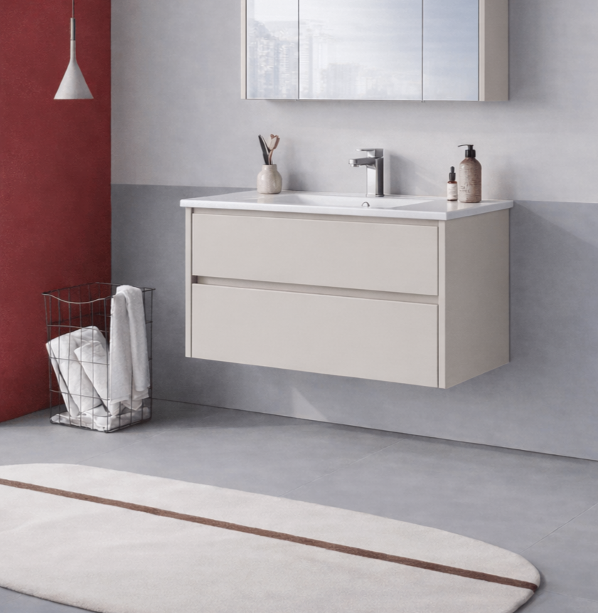 Orka Arno 100 cm Parlak Kaşmir Banyo Dolabı Alt Modül ve Lavabo (Çekmeceli) , 5008755 - 3