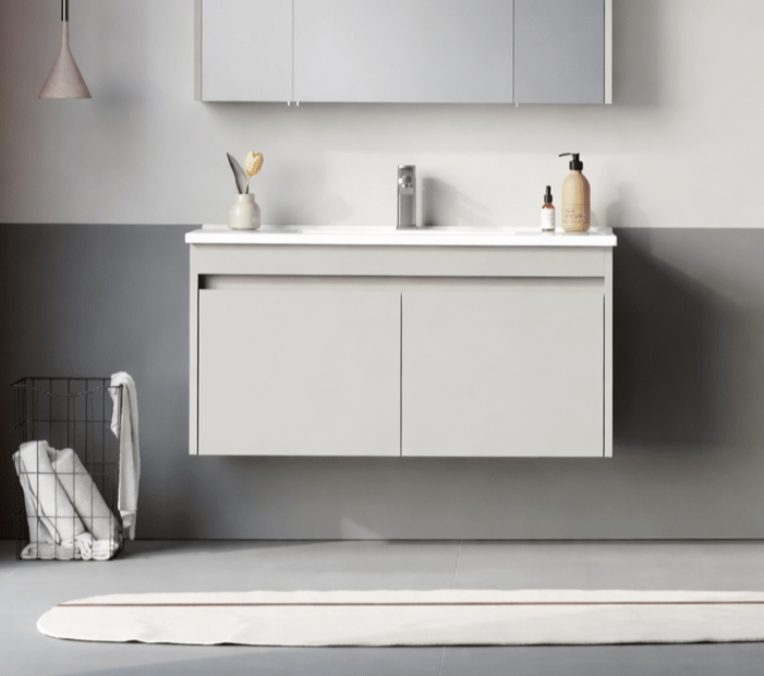 Orka Arno 100 cm Parlak Kaşmir Banyo Dolabı Alt Modül ve Lavabo (Kapaklı) , 5008758 - 1