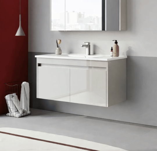 Orka Arno 100 cm Parlak Kaşmir Banyo Dolabı Alt Modül ve Lavabo (Kapaklı) , 5008758 - 3