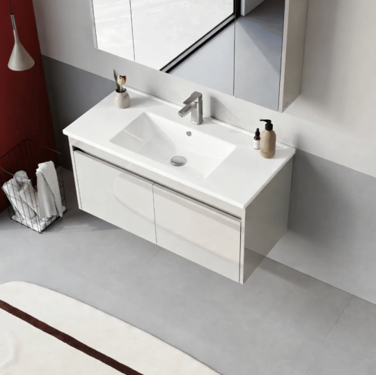 Orka Arno 100 cm Parlak Kaşmir Banyo Dolabı Alt Modül ve Lavabo (Kapaklı) , 5008758 - 4