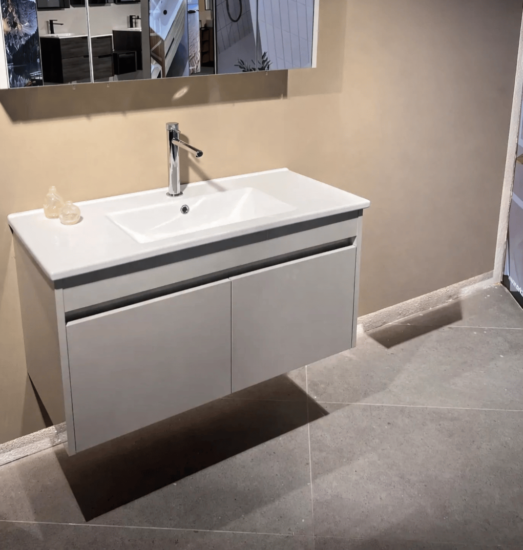 Orka Arno 100 cm Parlak Kaşmir Banyo Dolabı Alt Modül ve Lavabo (Kapaklı) , 5008758 - 5