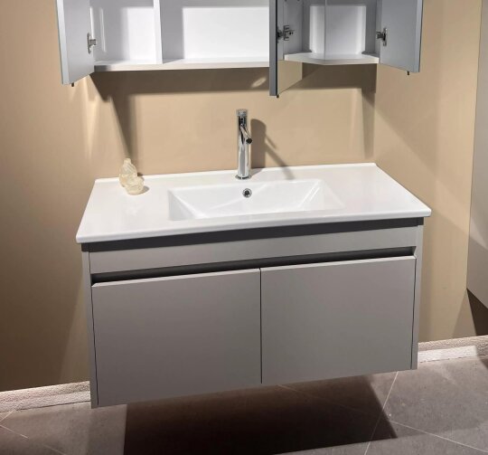 Orka Arno 100 cm Parlak Kaşmir Banyo Dolabı Alt Modül ve Lavabo (Kapaklı) , 5008758 - 7