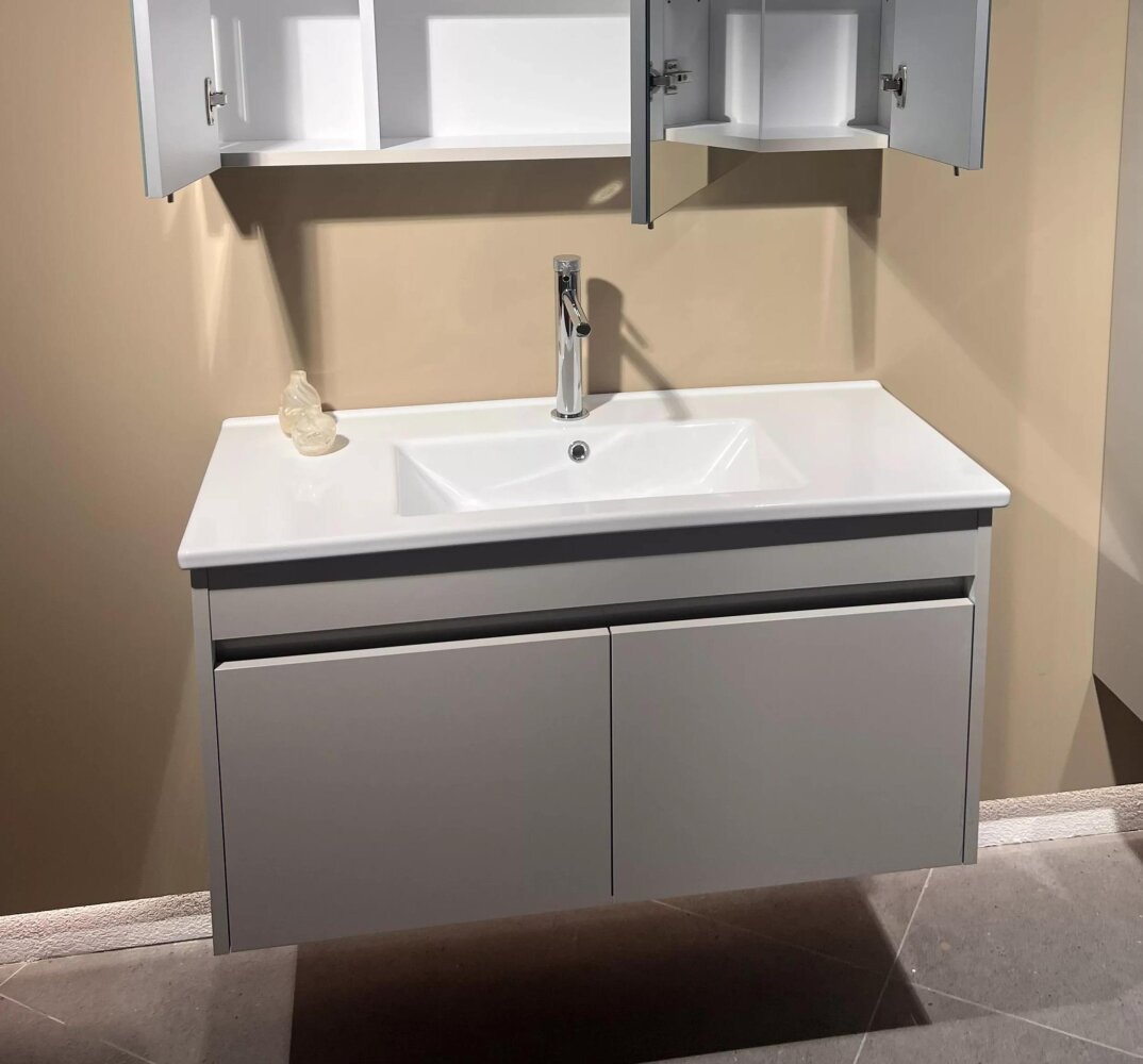 Orka Arno 100 cm Parlak Kaşmir Banyo Dolabı Alt Modül ve Lavabo (Kapaklı) , 5008758 - 7