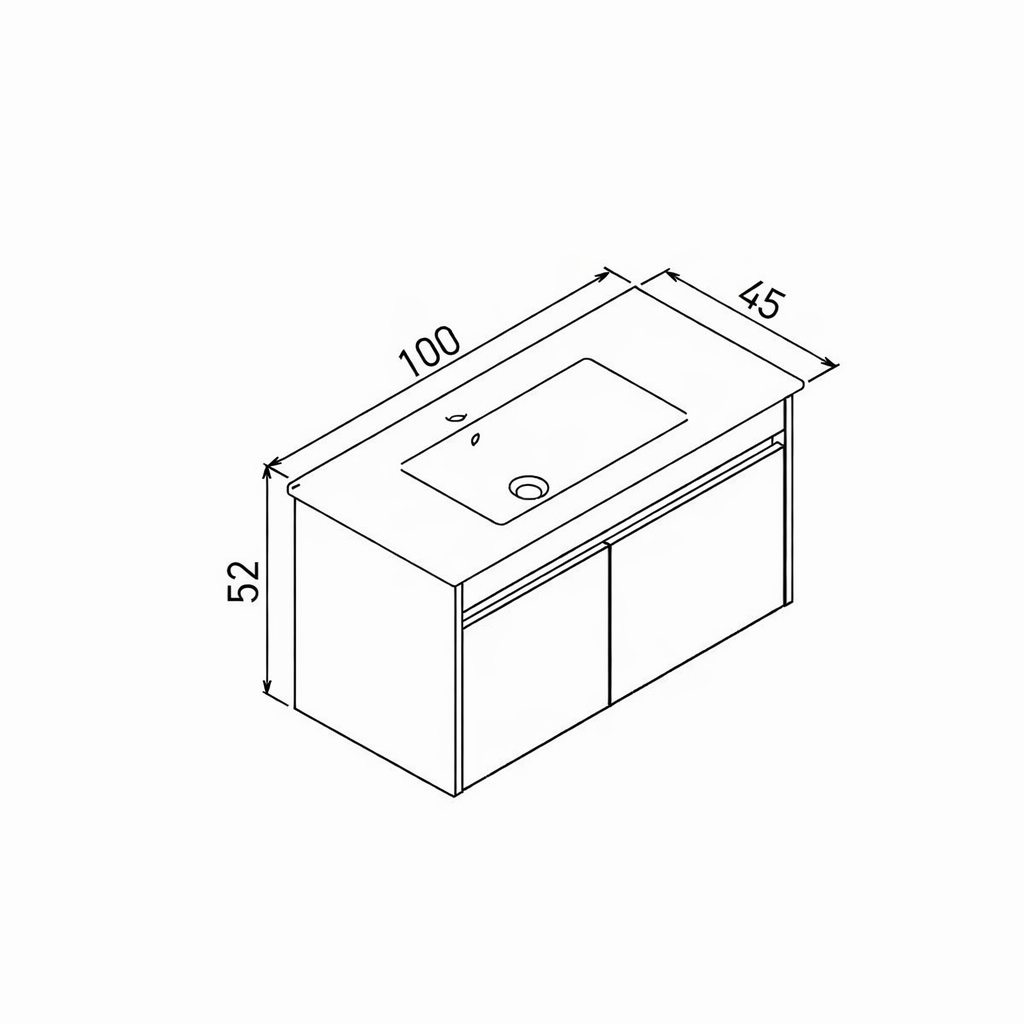 Orka Arno 100 cm Parlak Kaşmir Banyo Dolabı Alt Modül ve Lavabo (Kapaklı) , 5008758 - 8