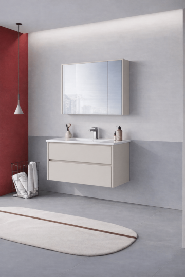 Orka Arno 100 cm Parlak Kaşmir Banyo Dolabı Takımı (Çekmeceli) , 5008761 - 3