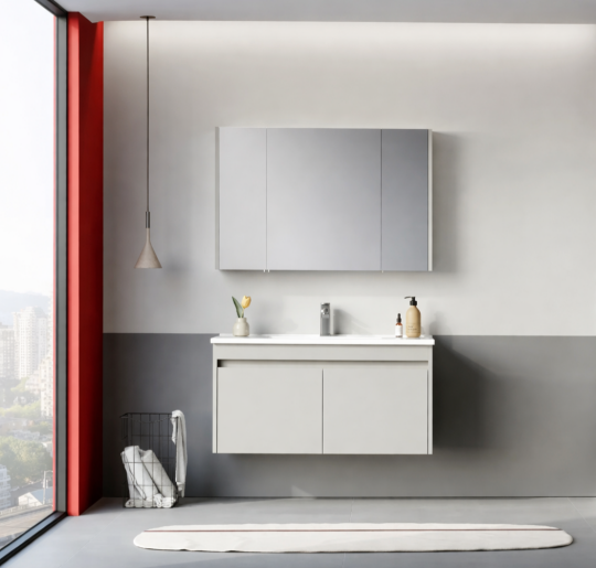 Orka Arno 100 cm Parlak Kaşmir Banyo Dolabı Takımı (Kapaklı) , 5008764 