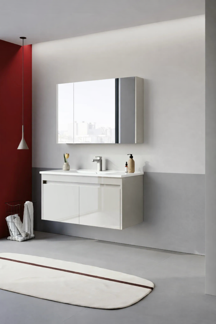 Orka Arno 100 cm Parlak Kaşmir Banyo Dolabı Takımı (Kapaklı) , 5008764 - 3