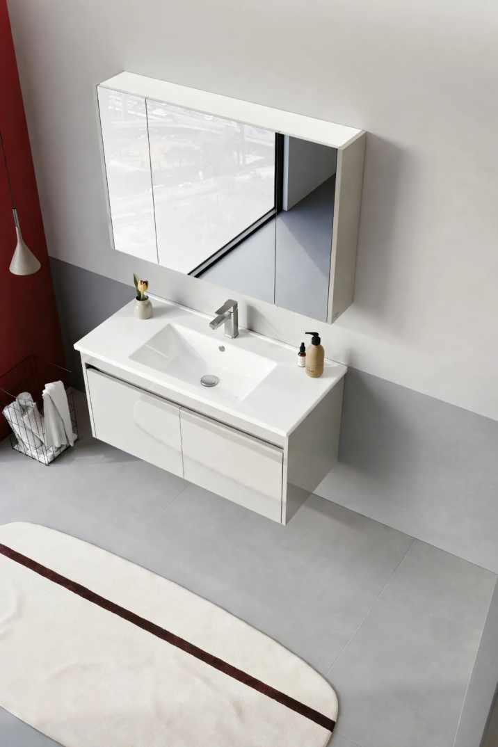 Orka Arno 100 cm Parlak Kaşmir Banyo Dolabı Takımı (Kapaklı) , 5008764 - 4