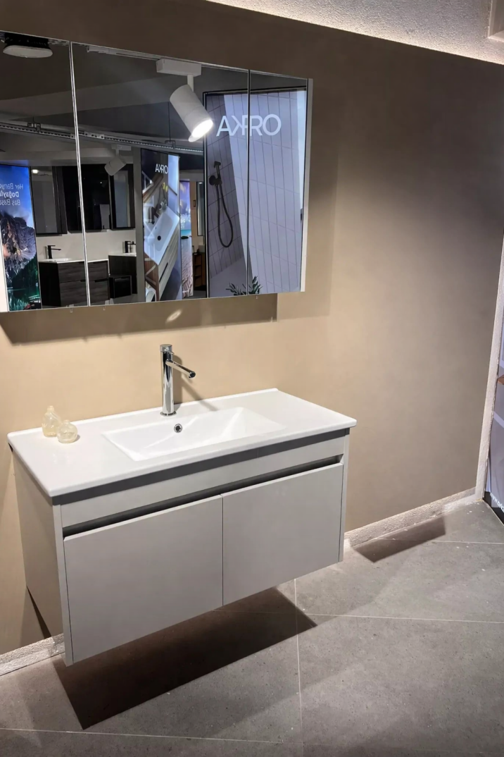Orka Arno 100 cm Parlak Kaşmir Banyo Dolabı Takımı (Kapaklı) , 5008764 - 5