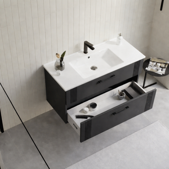 Orka Bari 100 cm Mat Antrasit Banyo Dolabı Alt Modül ve Lavabo, 5006571 - 3