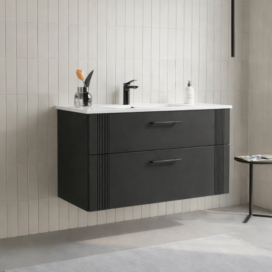 Orka Bari 100 cm Mat Antrasit Banyo Dolabı Alt Modül ve Lavabo, 5006571 - 4
