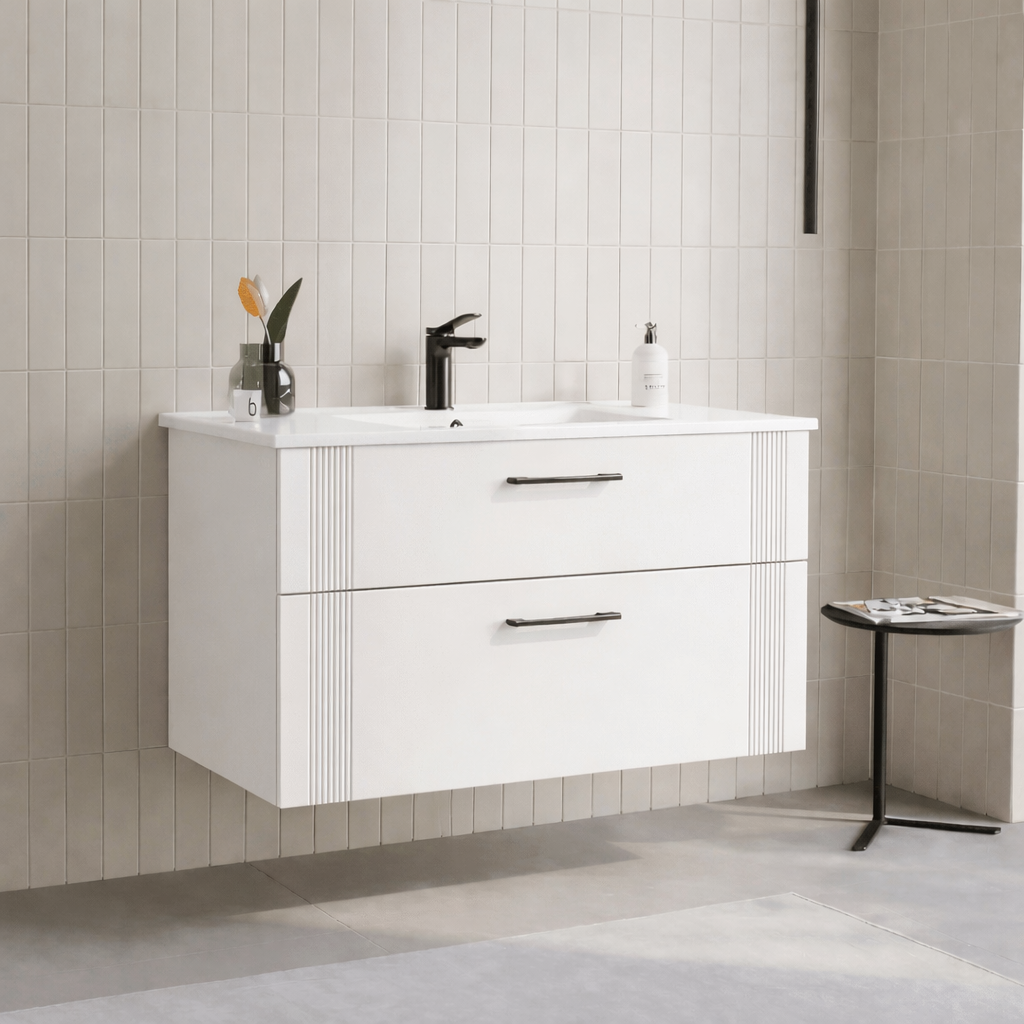 Orka Bari 100 cm Mat Beyaz Banyo Dolabı Alt Modül ve Lavabo, 5006568 - 4