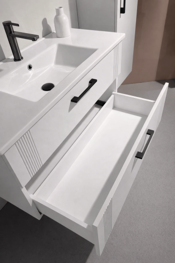 Orka Bari 100 cm Mat Beyaz Banyo Dolabı Alt Modül ve Lavabo, 5006568 - 5