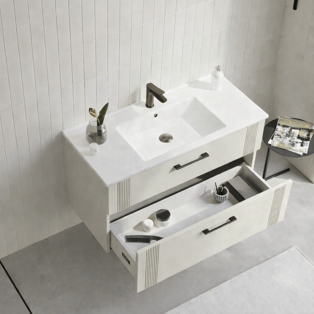Orka Bari 100 cm Mat Kaşmir Banyo Dolabı Alt Modül ve Lavabo, 5008279 - 3