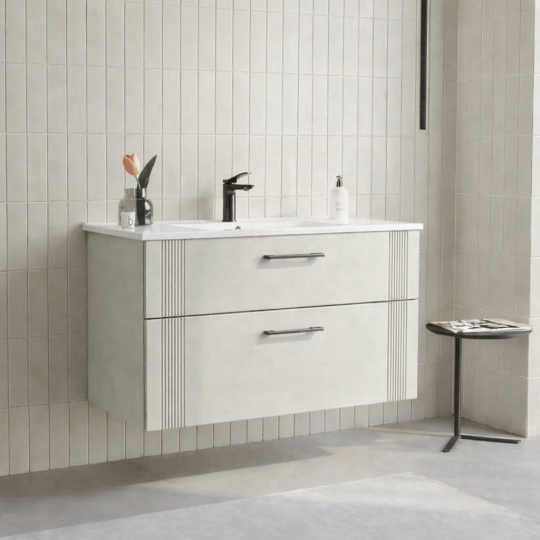 Orka Bari 100 cm Mat Kaşmir Banyo Dolabı Alt Modül ve Lavabo, 5008279 - 4
