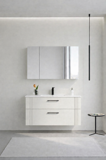 Orka Bari 100 cm Mat Kaşmir Banyo Dolabı Takımı (Dolaplı Ayna) , 5008251 - 2