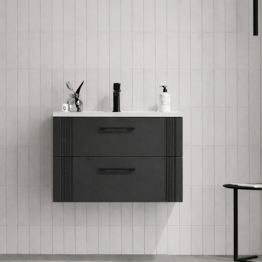 Orka Bari 65 cm Mat Antrasit Banyo Dolabı Alt Modül ve Lavabo, 5006563 