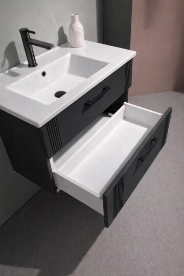 Orka Bari 65 cm Mat Antrasit Banyo Dolabı Alt Modül ve Lavabo, 5006563 - 5