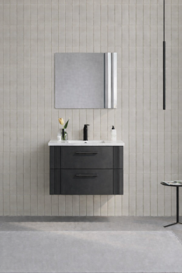 Orka Bari 65 cm Mat Antrasit Banyo Dolabı Takımı (Dolaplı Ayna), 5006587 