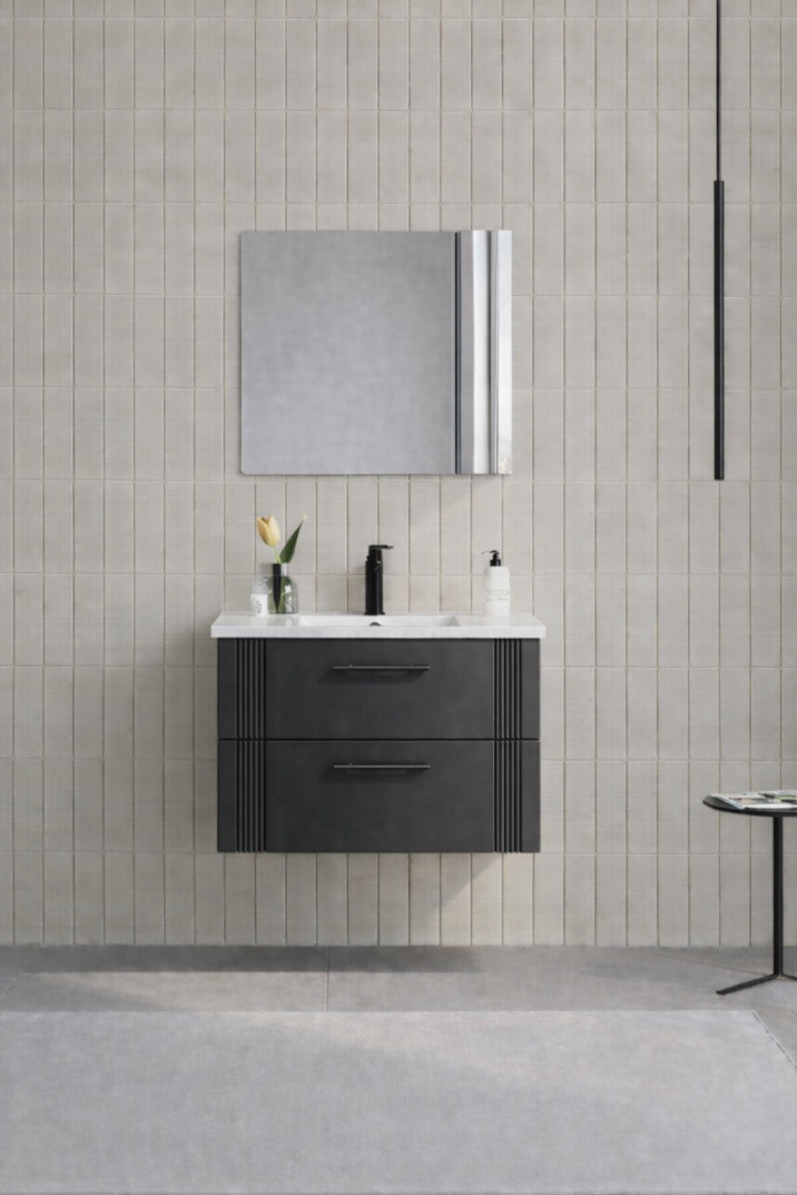 Orka Bari 65 cm Mat Antrasit Banyo Dolabı Takımı (Dolaplı Ayna), 5006587 - 1