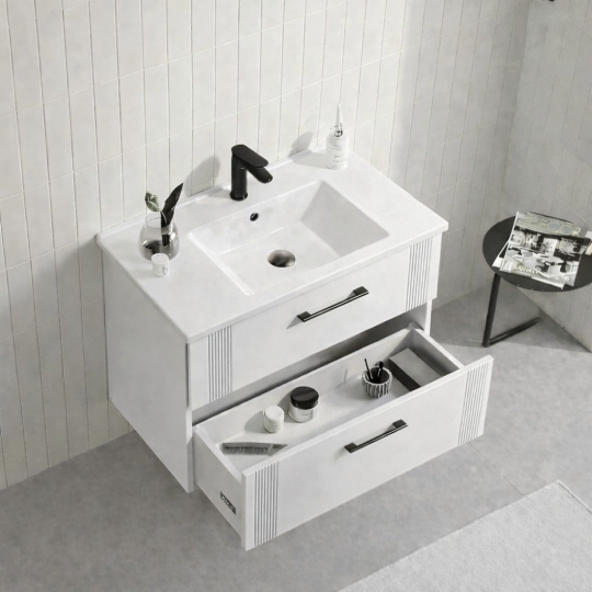Orka Bari 65 cm Mat Beyaz Banyo Dolabı Alt Modül ve Lavabo, 5006560 - 3