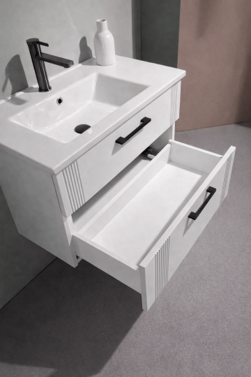 Orka Bari 65 cm Mat Beyaz Banyo Dolabı Alt Modül ve Lavabo, 5006560 - 5