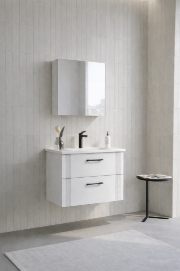 Orka Bari 65 cm Mat Beyaz Banyo Dolabı Takımı (Dolaplı Ayna), 5006584 - 3