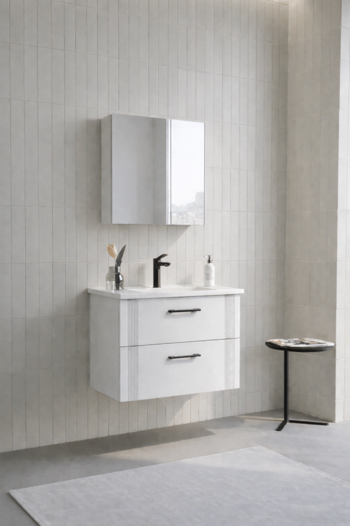 Orka Bari 65 cm Mat Beyaz Banyo Dolabı Takımı (Dolaplı Ayna), 5006584 - 3