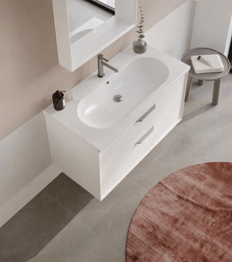 Orka Clay 100 cm Beyaz Banyo Dolabı Alt Modül ve Lavabo (Çift Çekmeceli), 5004385 - 4