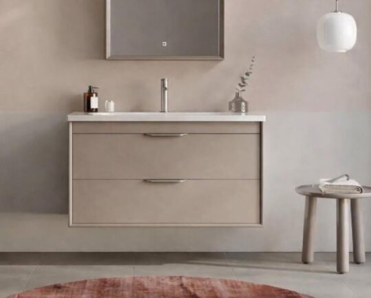 Orka Clay 100 cm Sahra Banyo Dolabı Alt Modül ve Lavabo (Çift Çekmeceli), 5004387 - 2