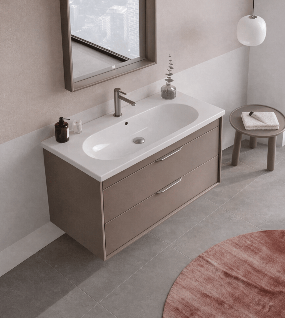 Orka Clay 100 cm Toprak Banyo Dolabı Alt Modül ve Lavabo (Çift Çekmeceli), 5004199 - 4