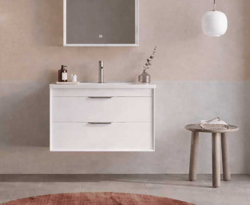 Orka Clay 65 cm Beyaz Banyo Dolabı Alt Modül ve Lavabo (Çift Çekmeceli), 5004379 - 1