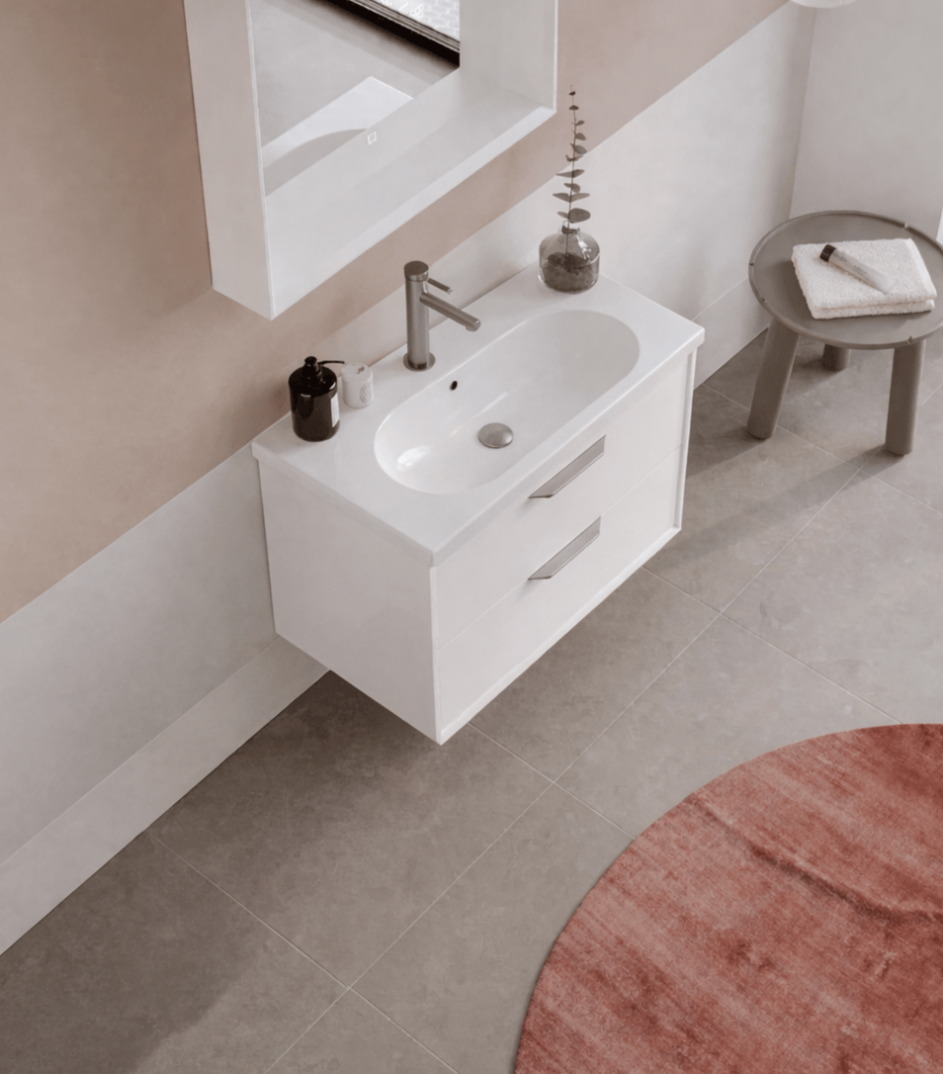 Orka Clay 65 cm Beyaz Banyo Dolabı Alt Modül ve Lavabo (Çift Çekmeceli), 5004379 - 4