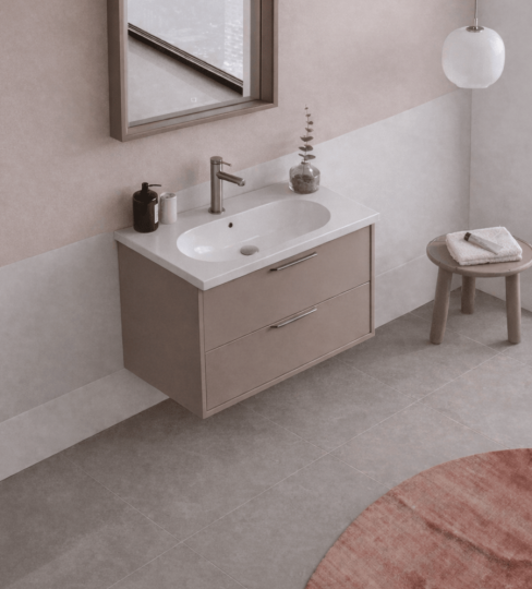 Orka Clay 65 cm Toprak Banyo Dolabı Alt Modül ve Lavabo (Çift Çekmeceli), 5004380 - 4