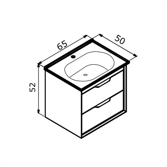 Orka Clay 65 cm Toprak Banyo Dolabı Alt Modül ve Lavabo (Çift Çekmeceli), 5004380 - 6