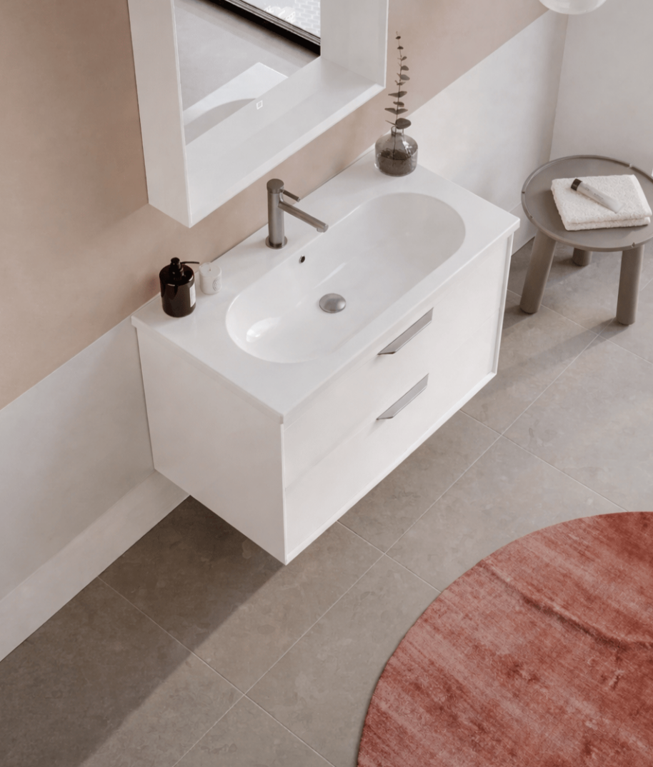 Orka Clay 80 cm Beyaz Banyo Dolabı Alt Modül ve Lavabo (Çift Çekmeceli), 5004382 - 4