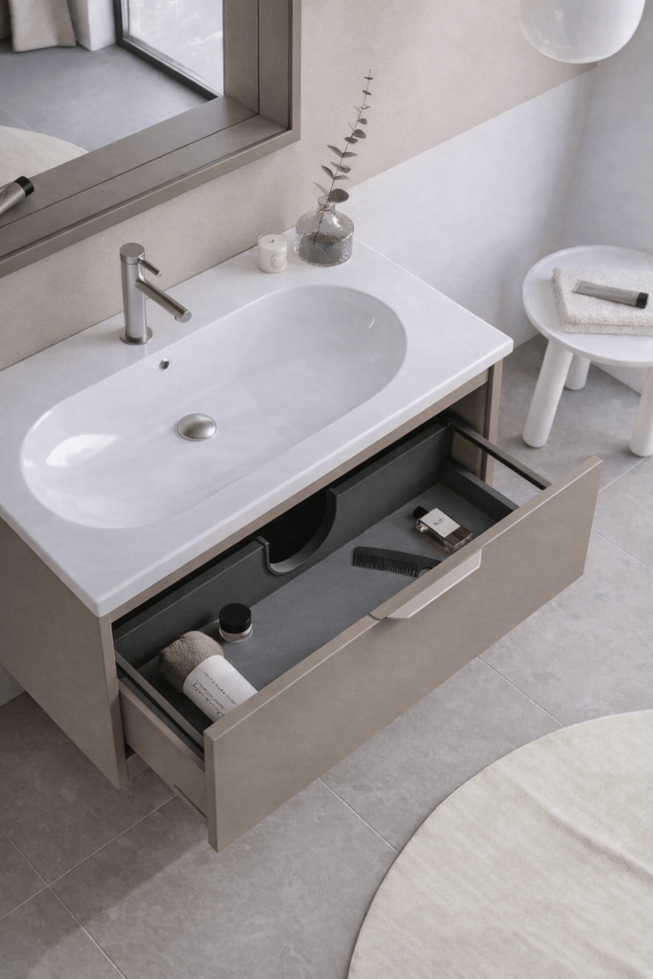 Orka Clay 80 cm Toprak Banyo Dolabı Alt Modül ve Lavabo, 5002192 - 7