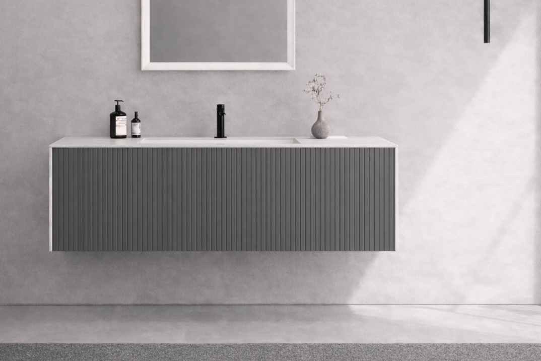 Orka Cube 100 cm Mat Antrasit Banyo Dolabı Alt Modül ve Lavabo , 3009383 - 1