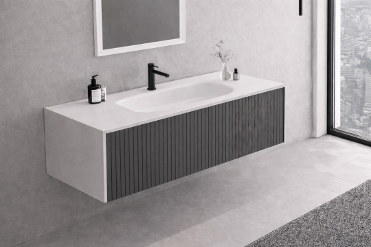 Orka Cube 100 cm Mat Antrasit Banyo Dolabı Alt Modül ve Lavabo , 3009383 - 4