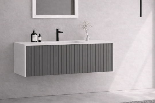Orka Cube 100 cm Mat Antrasit Banyo Dolabı Alt Modül ve Lavabo , 3009383 - 5