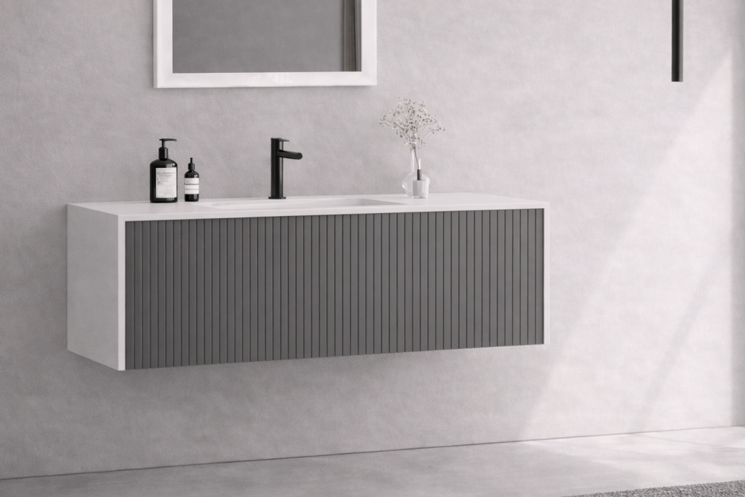 Orka Cube 100 cm Mat Antrasit Banyo Dolabı Alt Modül ve Lavabo , 3009383 - 5