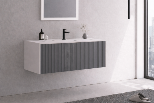 Orka Cube 100 cm Mat Gri Banyo Dolabı Alt Modül ve Lavabo , 3009384 - 3