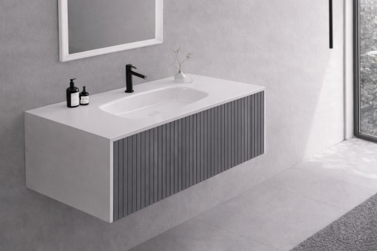 Orka Cube 100 cm Mat Gri Banyo Dolabı Alt Modül ve Lavabo , 3009384 - 4