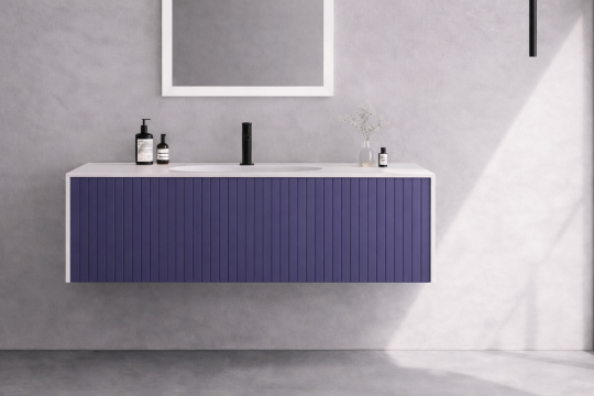 Orka Cube 100 cm Mat Lacivert Banyo Dolabı Alt Modül ve Lavabo , 3009387 - 2