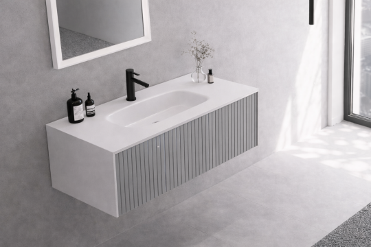 Orka Cube 100 cm Mat Vizon Banyo Dolabı Alt Modül ve Lavabo , 3009388 - 3