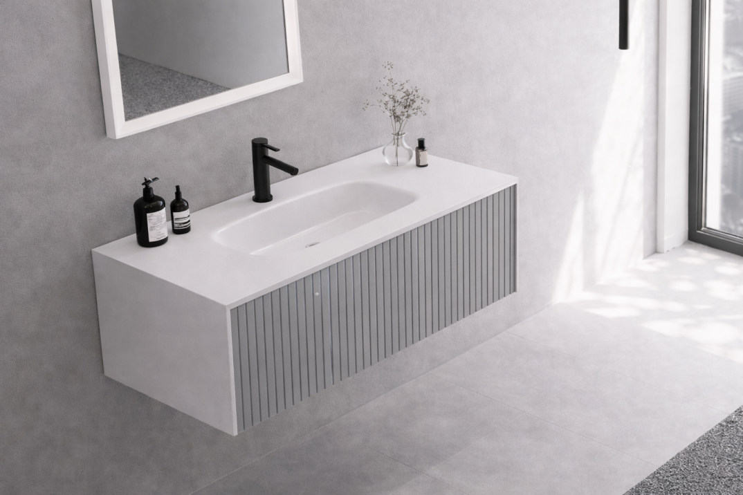Orka Cube 100 cm Mat Vizon Banyo Dolabı Alt Modül ve Lavabo , 3009388 - 3