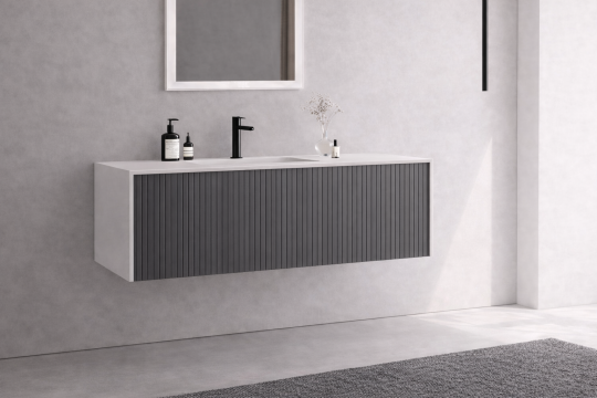 Orka Cube 120 cm Mat Antrasit Banyo Dolabı Alt Modül ve Lavabo, 3000381 - 5