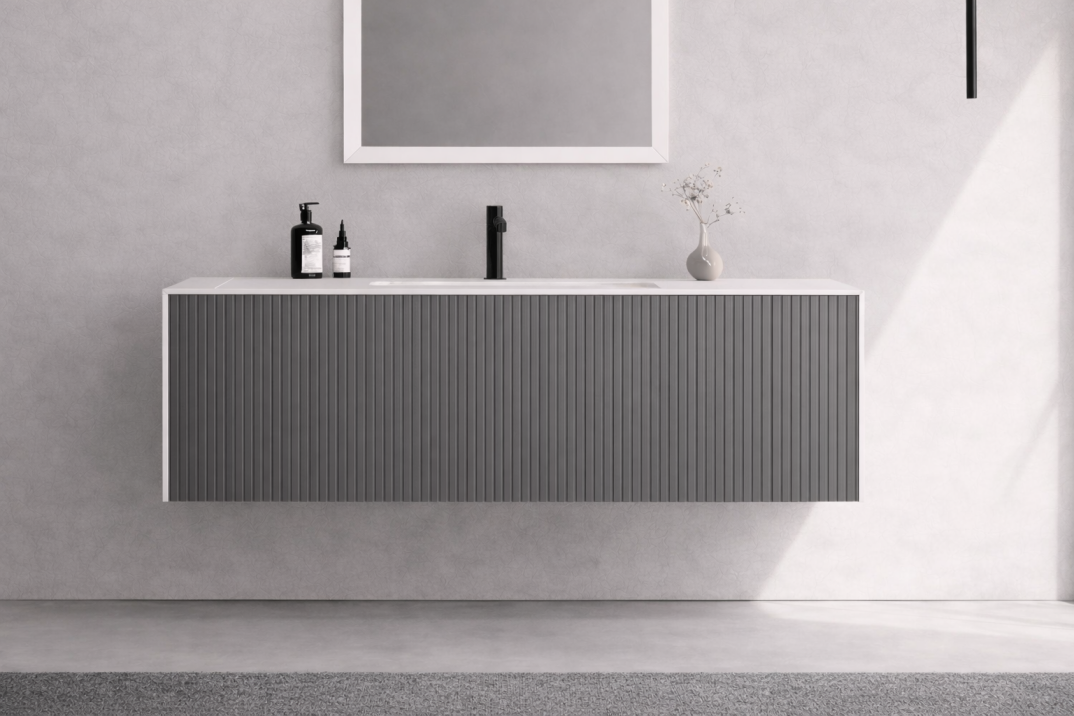 Orka Cube 120 cm Mat Gri Banyo Dolabı Alt Modül ve Lavabo, 3000380 - 2
