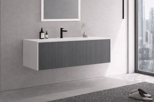 Orka Cube 120 cm Mat Gri Banyo Dolabı Alt Modül ve Lavabo, 3000380 - 4